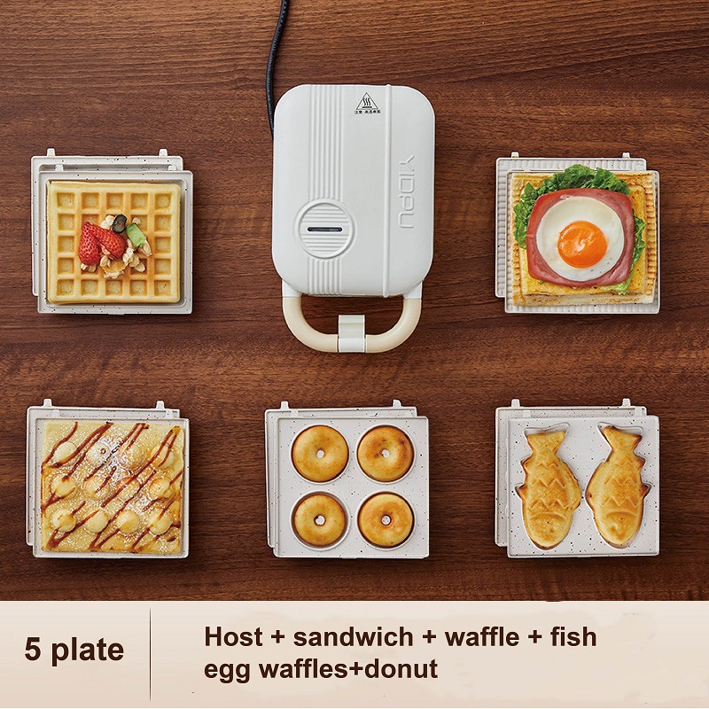 Breakfast Sandwich Press - 220V 多機能電気サンドイッチマシンワッフルメーカー高速朝食マシンパンケーキトーストホットプレス食品加工機