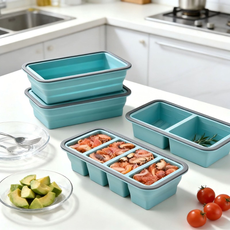 Meal Prep Soup - シリコン製冷凍トレイ、蓋付き、スープ用、食事準備用、シリコン製スープポーション冷凍トレイ、スープ状の氷を作る