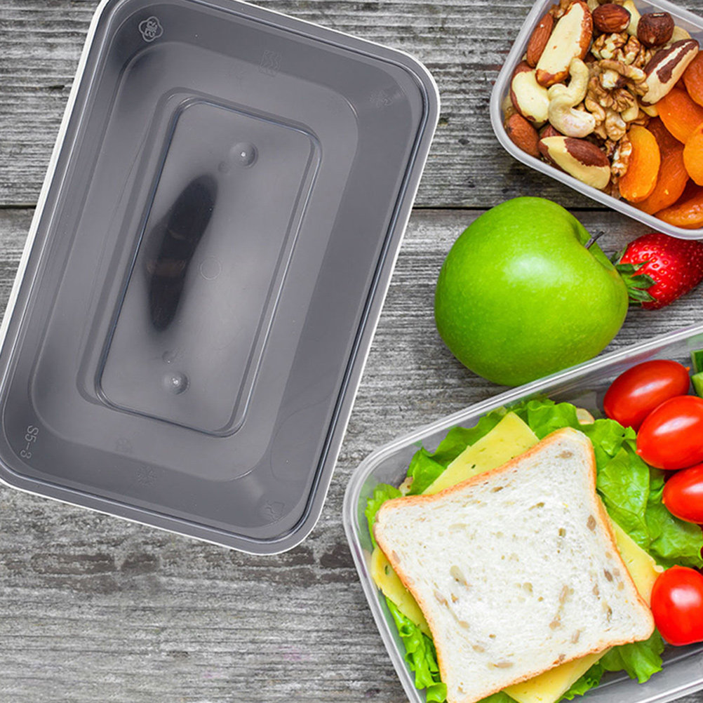 Meal Prep Rice - 50個入り使い捨て長方形食品容器 蓋付き 持ち帰り用調理済みご飯保存容器 ミールプレップ 持ち帰り用食品包装