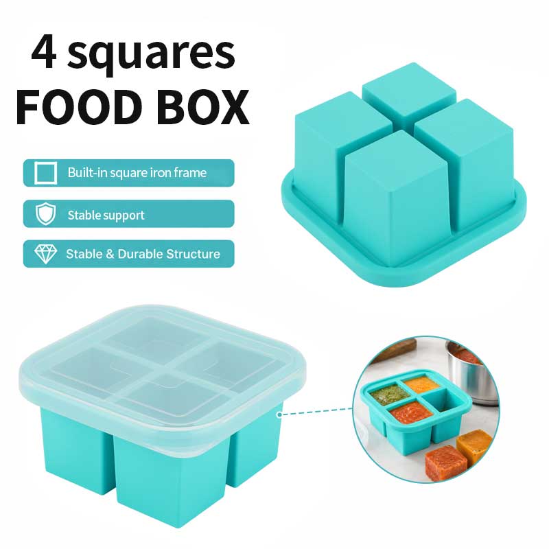 Meal Prep Soup - シリコン製4仕切りフードストレージボックス（蓋付き）、スープ、ソース、ピューレ用冷凍容器、食事準備用ランチボックス、再利用可能、簡単洗浄