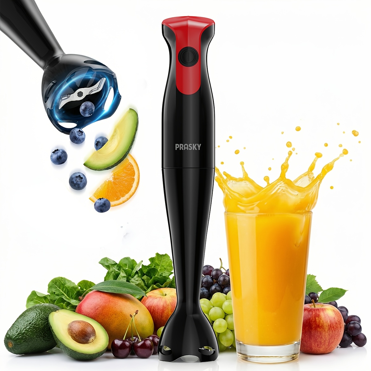 Meal Prep Smoothies - イマージョンハンドブレンダー 電動ハンドミキサー ポータブルスティックミキサー スムージー、スープ、ピューレ、ベビーフード用ステンレス鋼刃