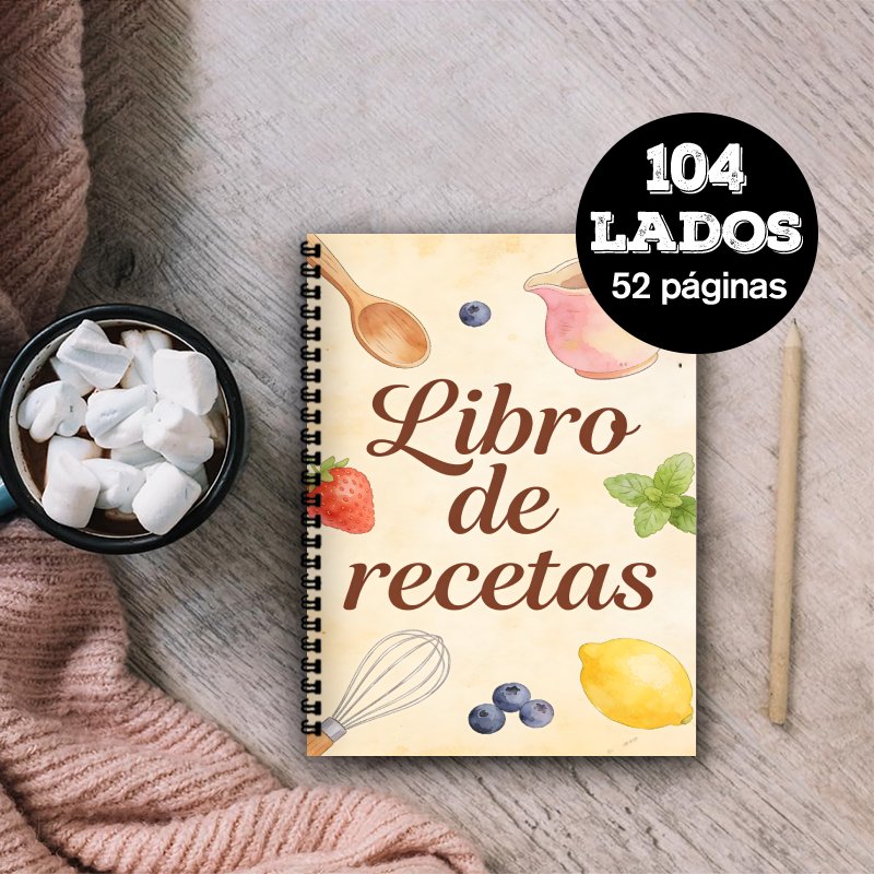 Meal Prep Book - A5サイズのスペイン語レシピブック、毎日の食事準備ショッピングリスト、キッチン整理＆健康食トラッカー