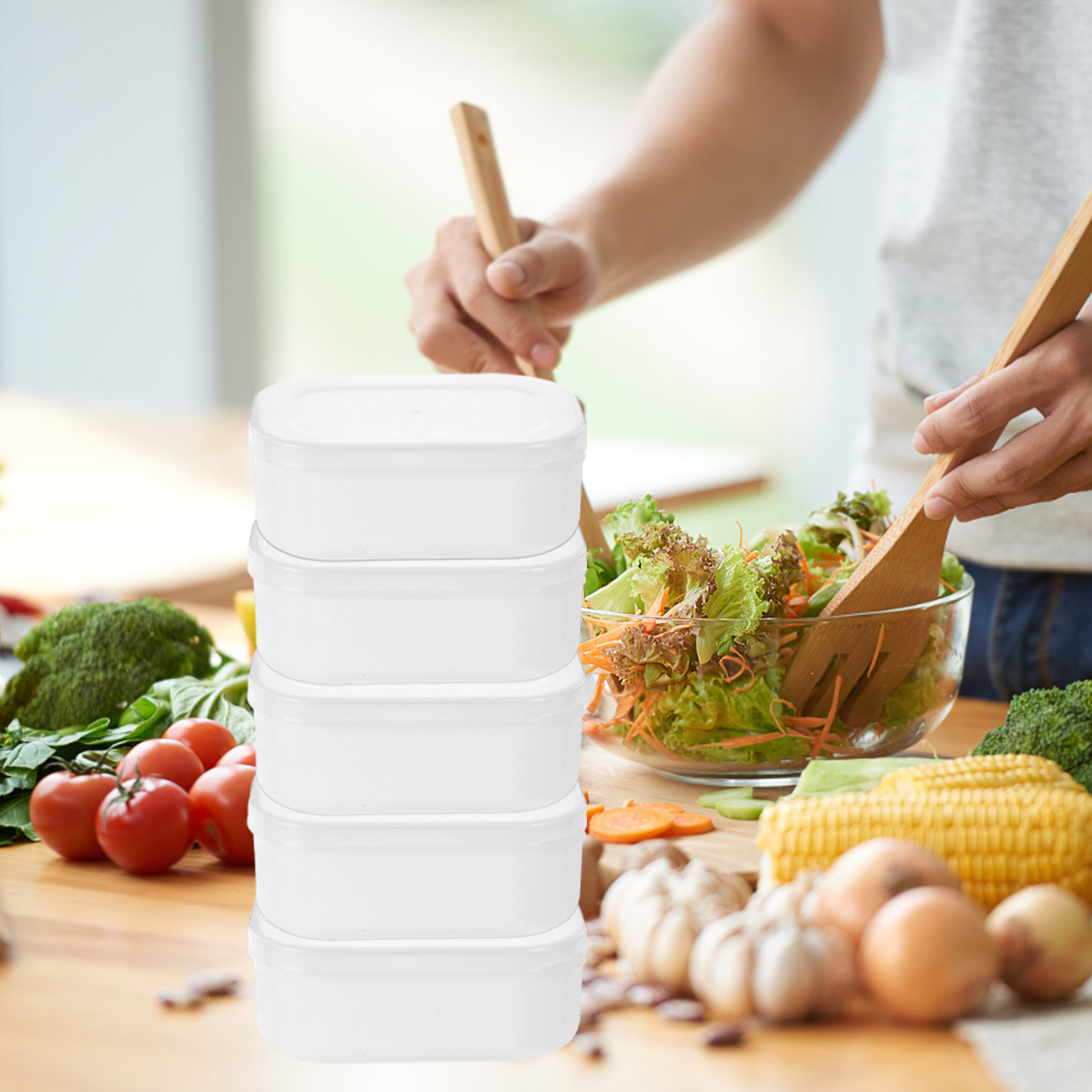 Meal Prep Diet - 5 個の米粒ポーション収納ボックス積み重ね可能冷凍可能な食品保存容器食事準備ランチボックスポータブル健康ダイエット