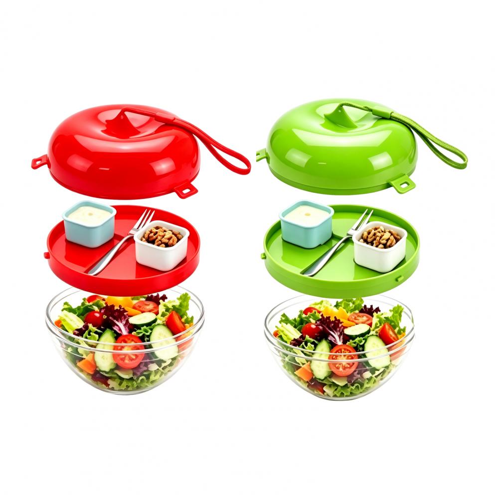 Meal Prep Diet - 健康的な食事のためのミールプレップボウル、仕事用ポータブルランチ容器、仕事用の仕切り付きリンゴ型サラダボウル