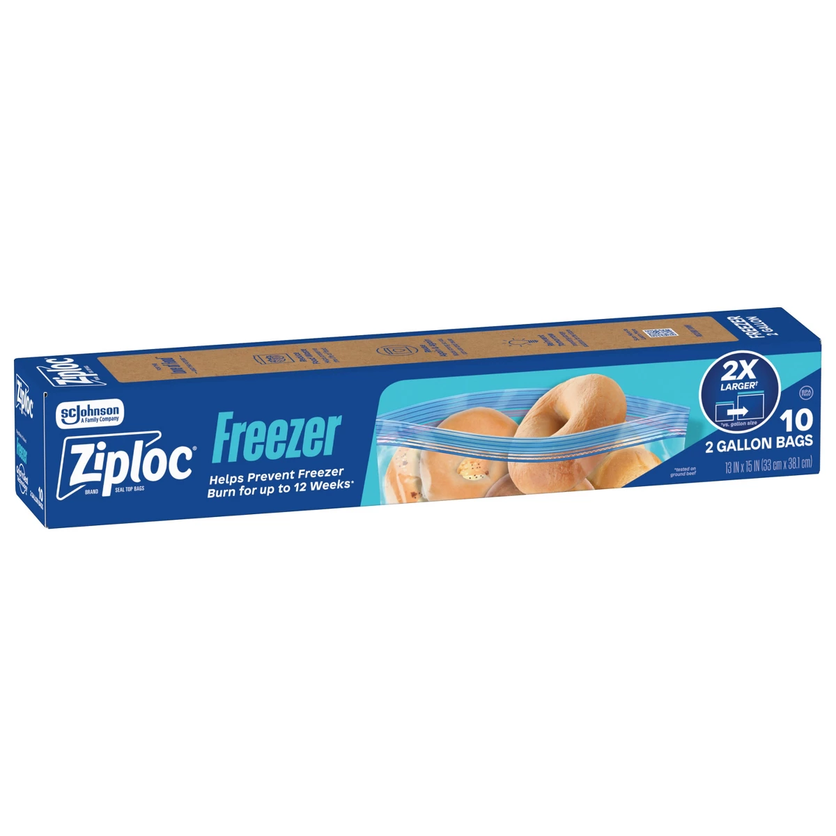 Meal Prep Ziploc - ジップロック 2ガロン 冷凍庫用保存袋（食品保存・食事準備用）- 10個入り：二重シールロック、BPAフリー、冷凍焼け防止