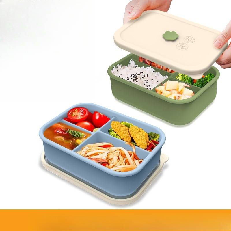 Meal Prep Diet - 電子レンジ対応シリコンランチボックス分割食品保存容器漏れ防止食事準備ボックス減量ダイエット毎日のオフィスでの使用に