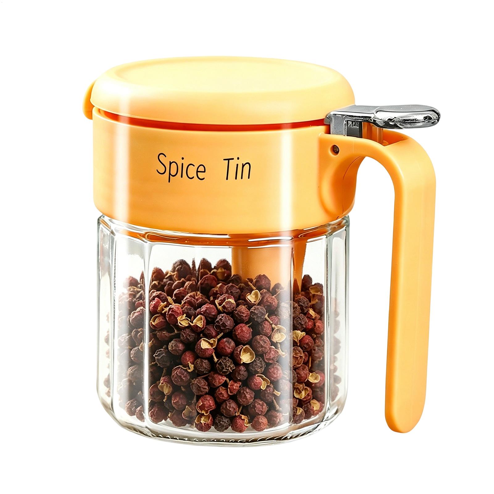 Meal Prep Jar - 調味料ボックス 簡単アクセス 耐湿性ガラス調味料ジャー蓋 砂糖、塩、胡椒、ゴマ、酢、食事の準備、料理の盛り付け用