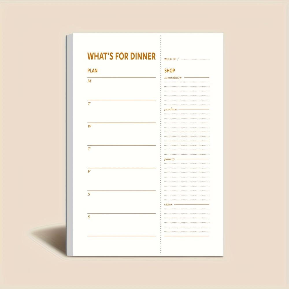 Meal Prep Book - 1冊入りデイリーダイエットプランノート、1冊あたり50枚、切り取り式ショッピングリスト、食事準備ジャーナル、家庭用ディナーメニュー