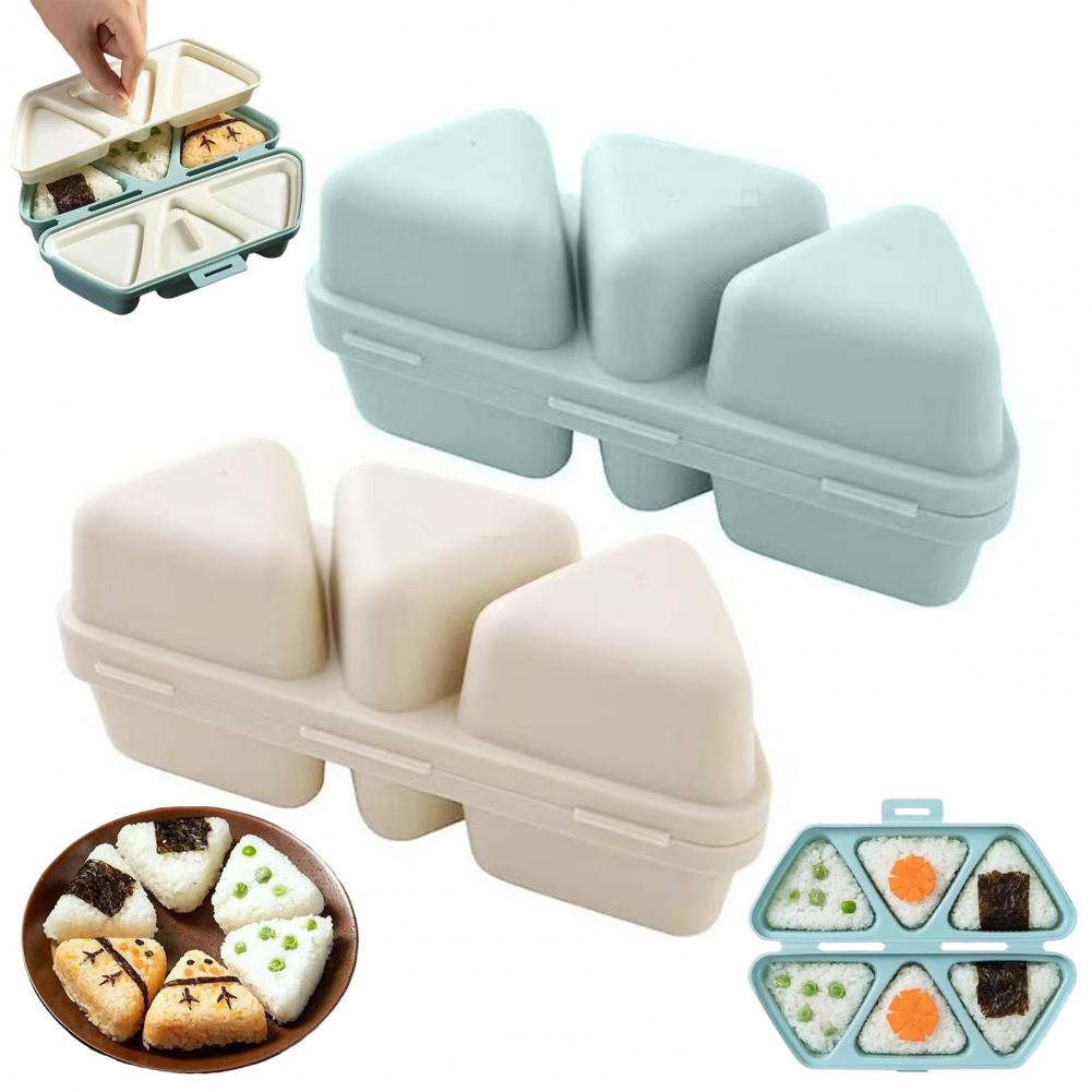 Meal Prep Rice - 6つの三角形の団子型が付いた2-in-1弁当箱、蓋付きランチ容器、食事準備、ピクニック、学校給食用