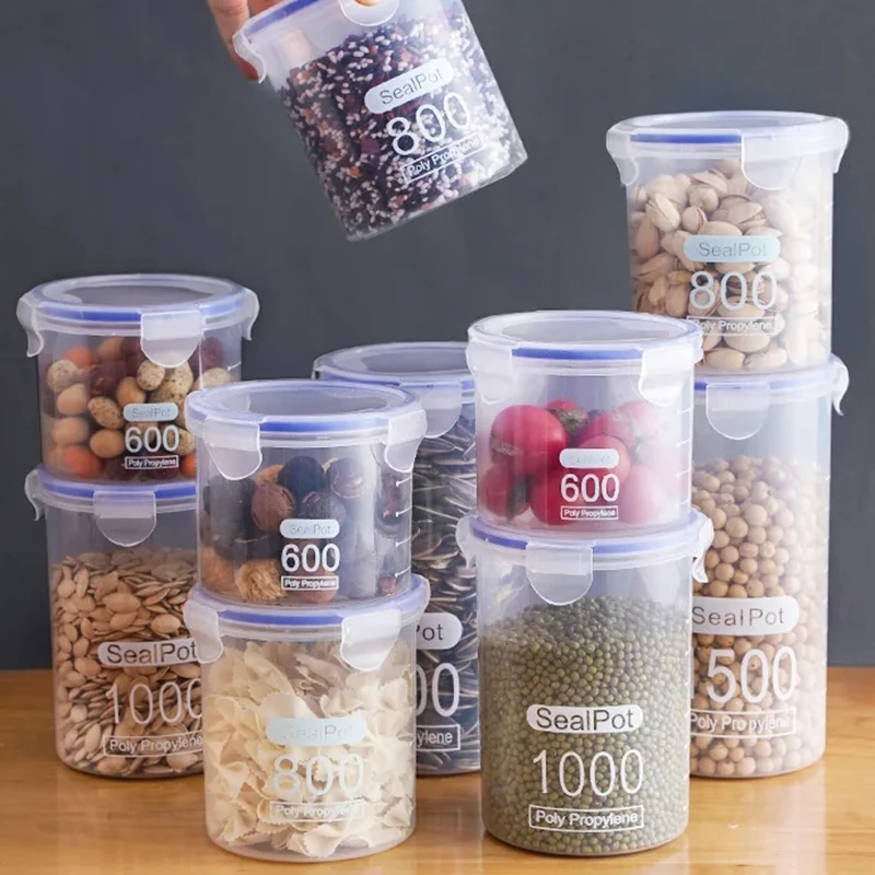 Meal Prep Jar - 1/4 個密封瓶スケール穀物クリスパーキッチン冷蔵庫整理密封容器クリアジャースパイス砂糖収納ボックス