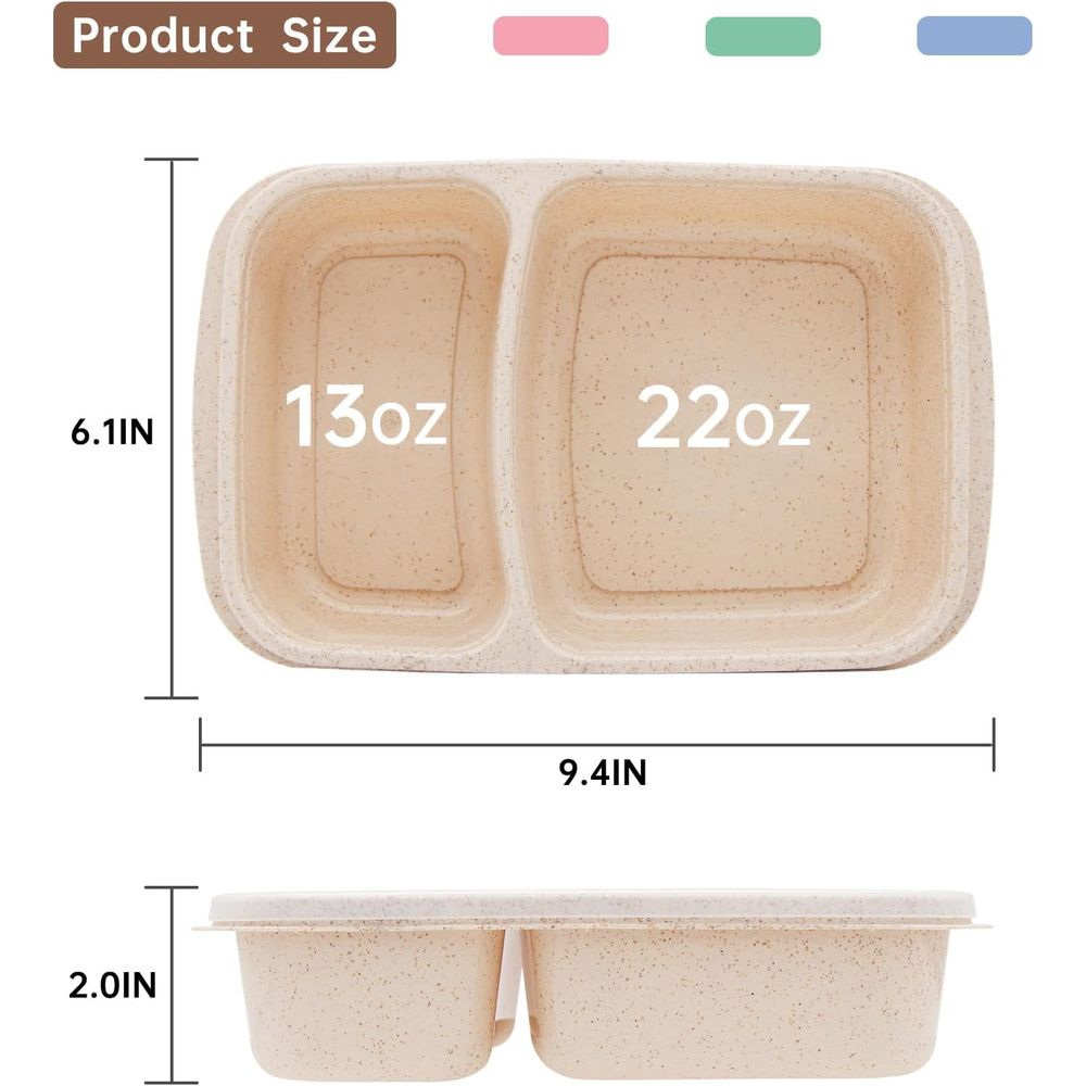 4パック弁当箱、2つのコンパートメント付き食事準備容器、蓋付 - Meal Prep Microwave のレビューと価格