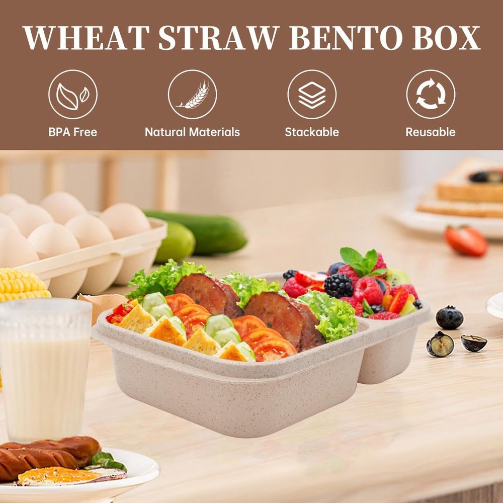 4パック弁当箱、2つのコンパートメント付き食事準備容器、蓋付 - Meal Prep Microwave のレビューと価格