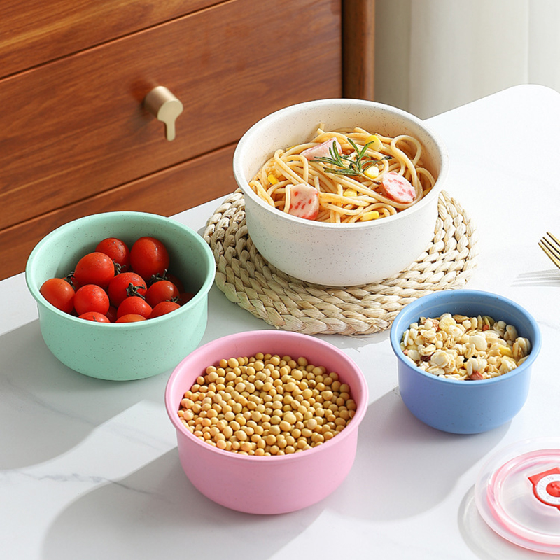 小麦ストロー素材の鮮度保持ボウル3個セット、蓋付き、家庭用電 - Meal Prep Microwave のレビューと価格