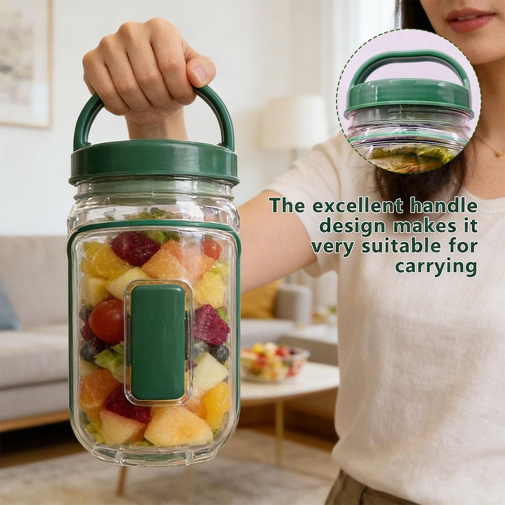 ポータブルサラダコンテナジャー フォークとドレッシング層付き - Meal Prep Jar のレビューと価格