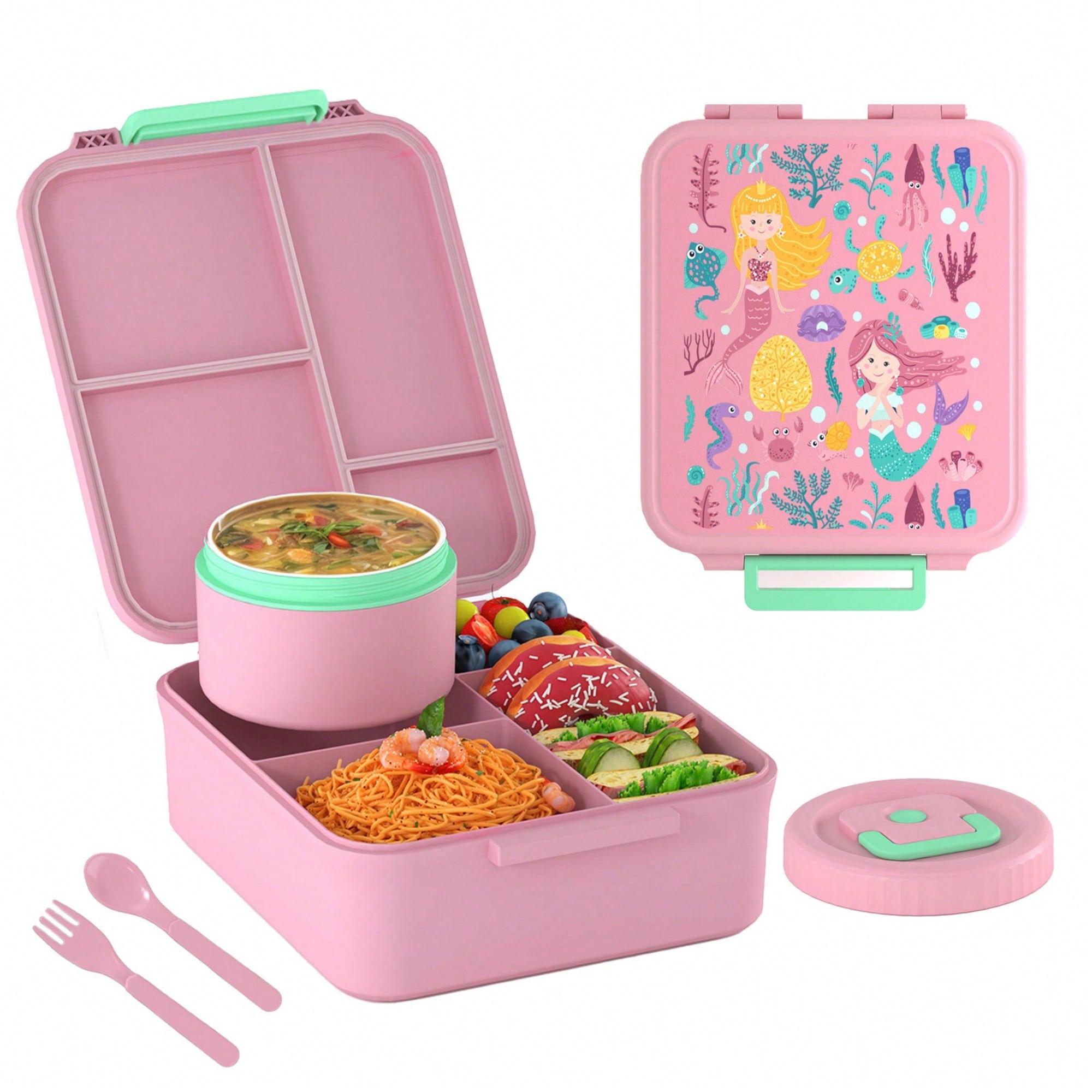 子供用弁当箱、スープ容器付き、4つのコンパートメント、漏れ防 - Meal Prep Soup のレビューと価格