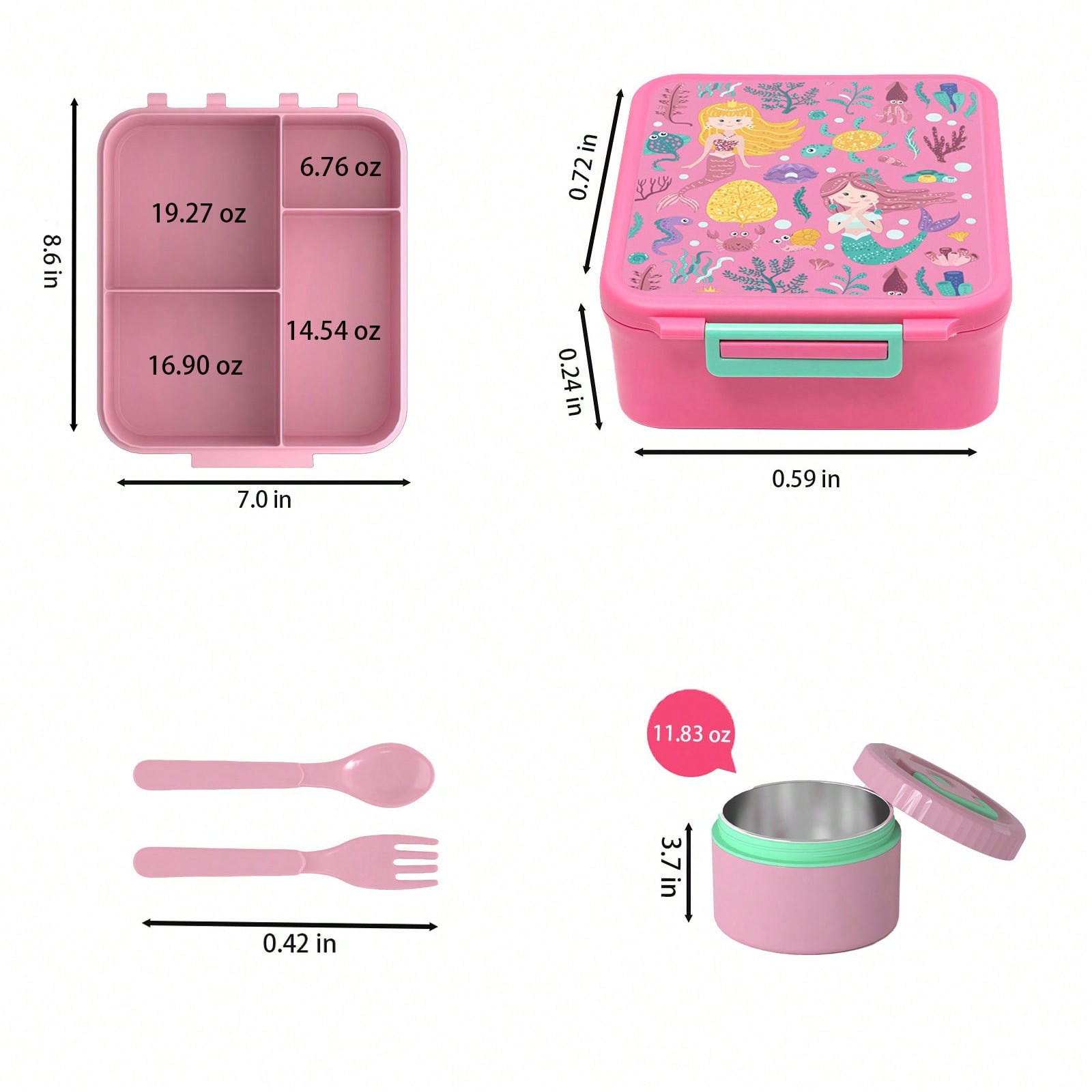 子供用弁当箱、スープ容器付き、4つのコンパートメント、漏れ防 - Meal Prep Soup のレビューと価格