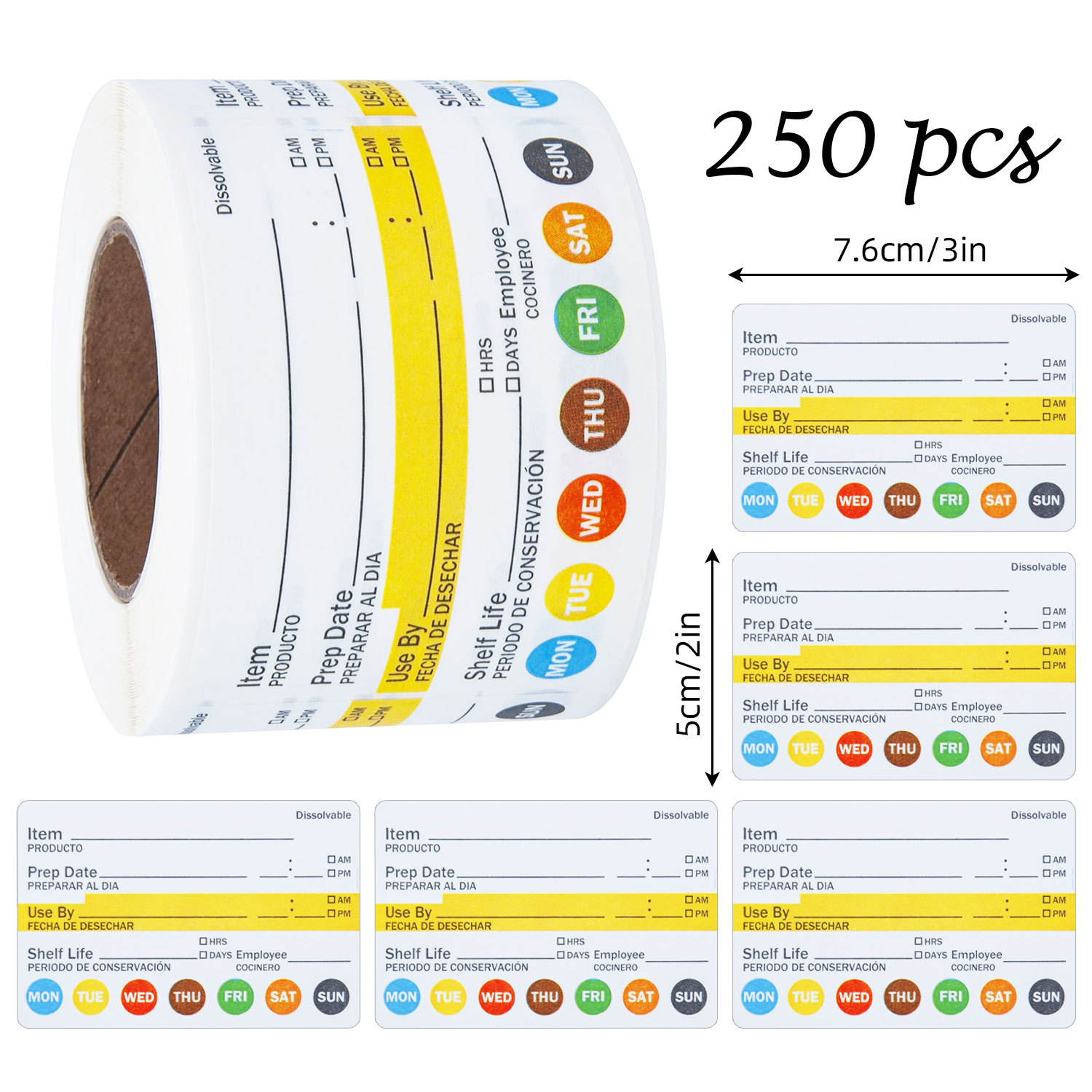 250 個/ロール食品日付ラベル防水食品準備ステッカーキッチ - Meal Prep Jar のレビューと価格