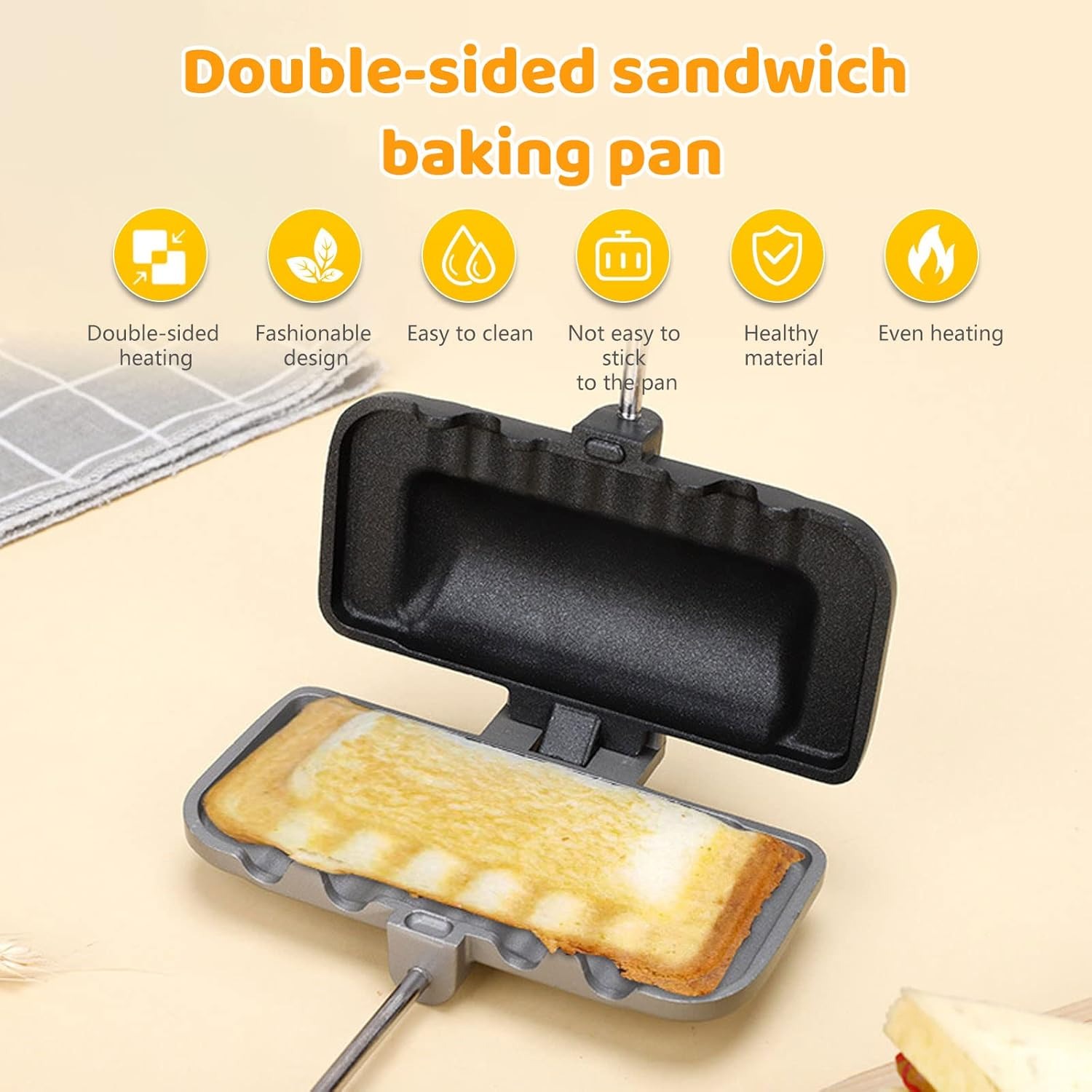 ホットサンドメーカー、4w1hサンドイッチメーカー両面パイア - Breakfast Sandwich Press のレビューと価格