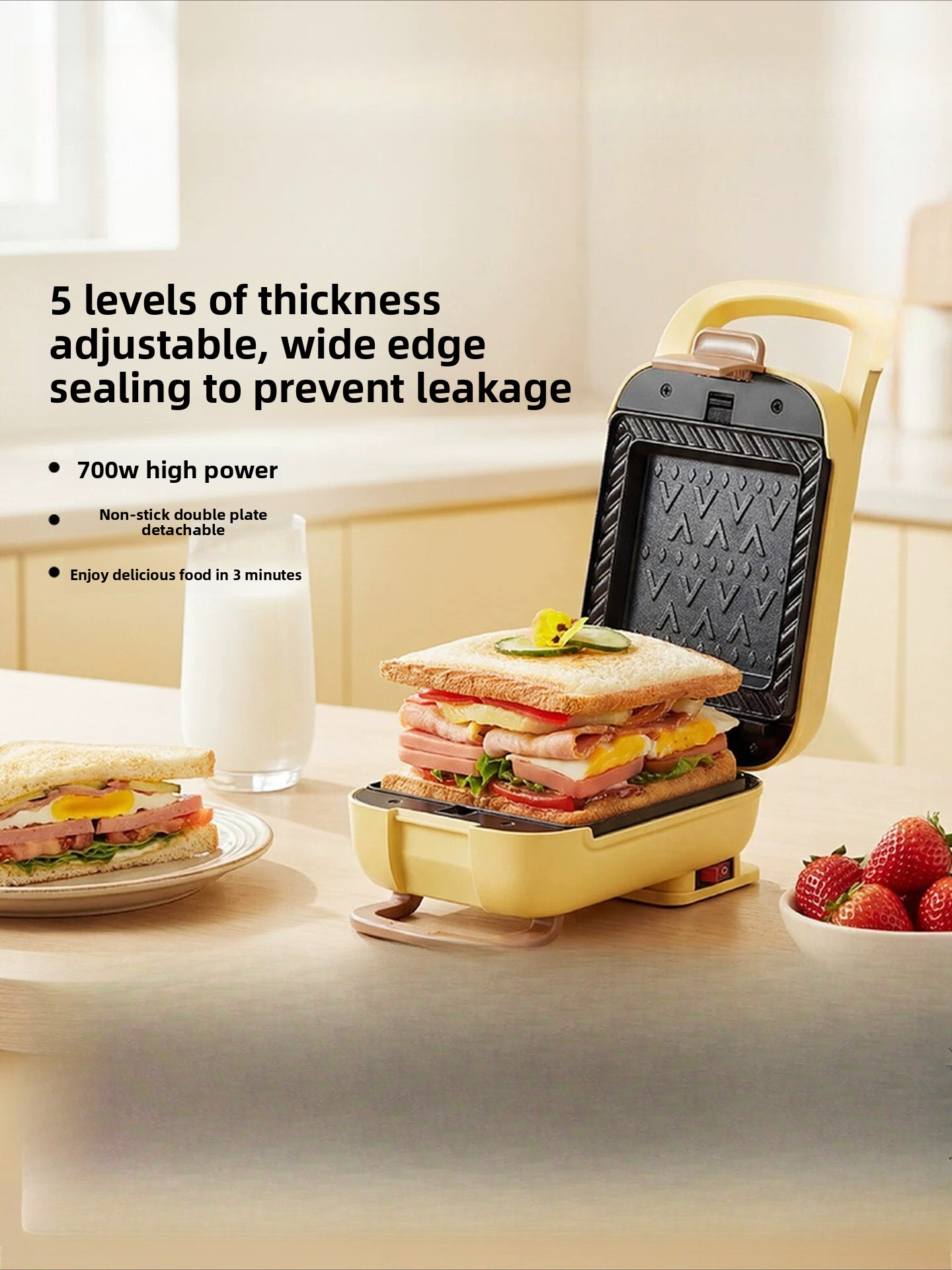 家庭用厚型ホットプレスサンドイッチメーカー多機能ワッフルアイ - Breakfast Sandwich Press のレビューと価格