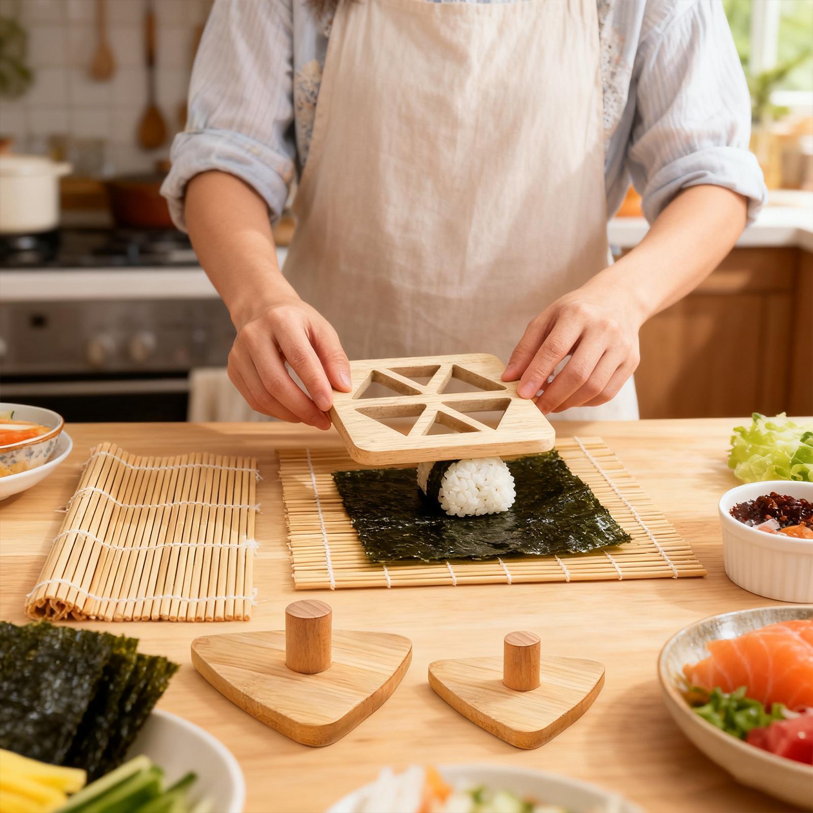 おにぎり型 クラシック木製 ノンスティック 寿司プレス 三角 - Meal Prep Rice のレビューと価格