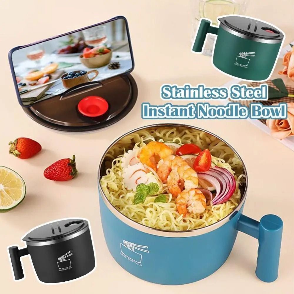携帯用ステンレス製ラーメン丼 水切り漏れ防止うどん丼 保温イ - Meal Prep Soup のレビューと価格