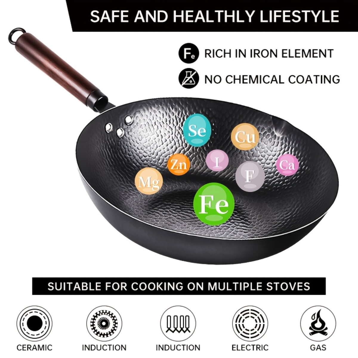 12.6インチ鋳鉄製中華鍋セット、ノンスティック中華鍋、13 - Meal Prep Rice のレビューと価格