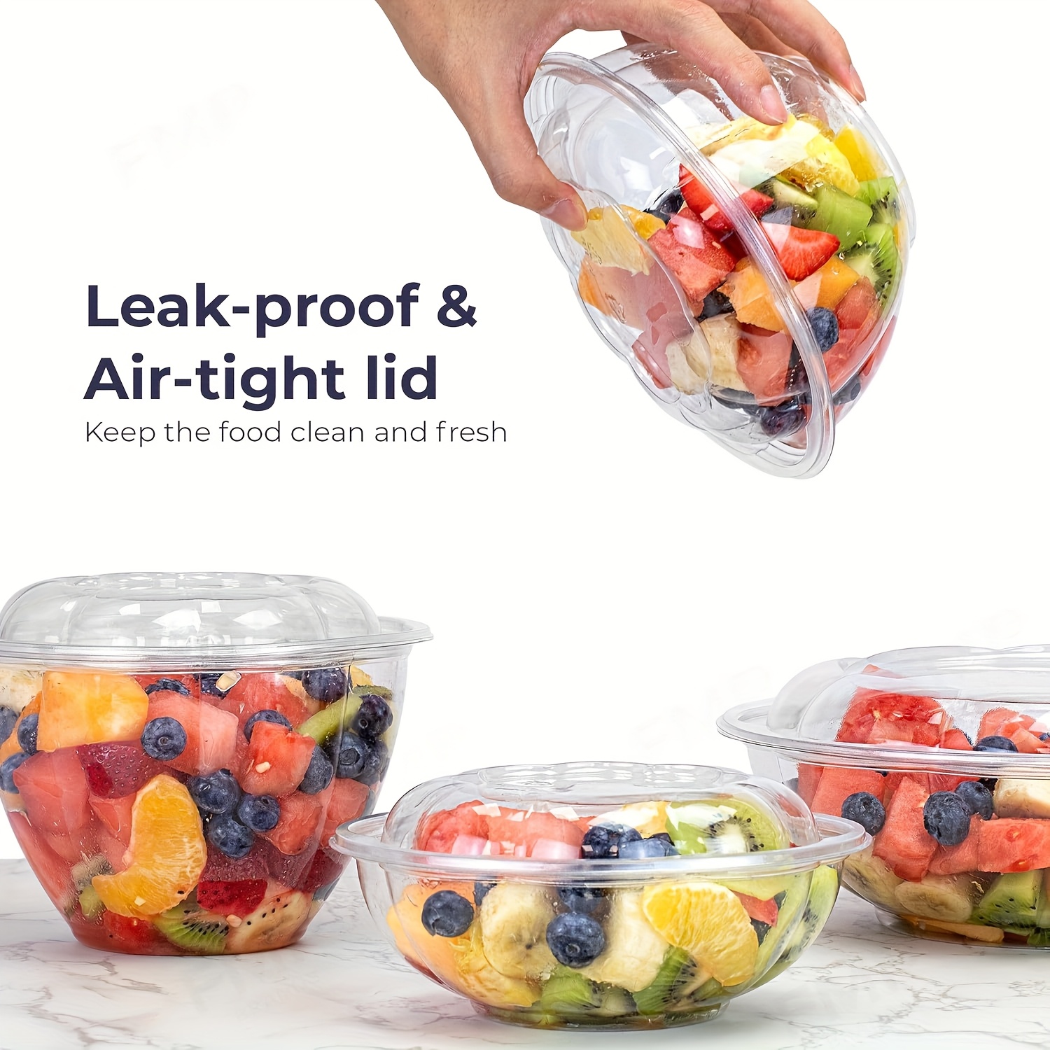 50個入り32オンスの透明プラスチック製サラダボウル（蓋付き - Meal Prep Quinoa Bowls のレビューと価格