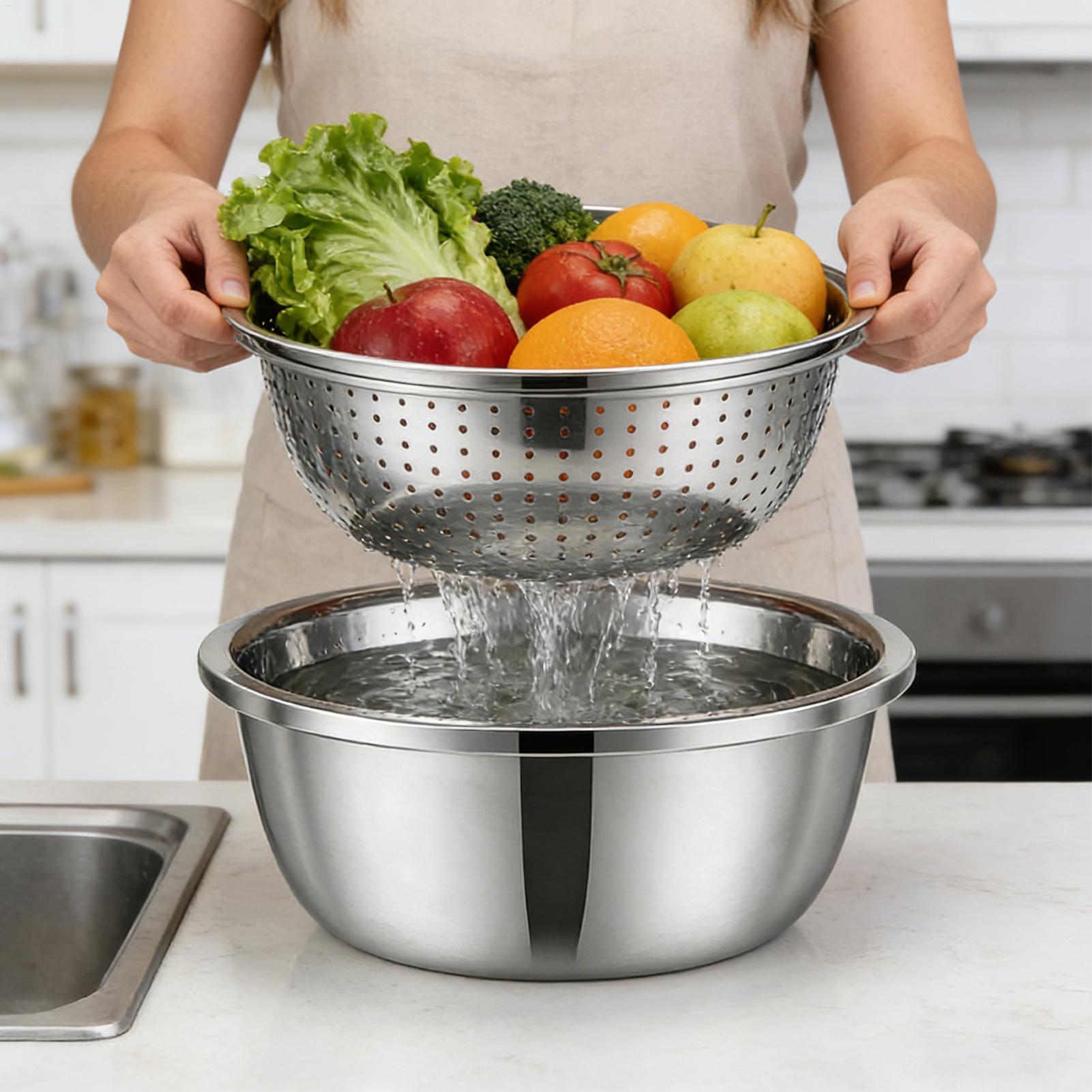ステンレス製ザル・水切りボウル 26cm 野菜・果物・米・パ - Meal Prep Rice のレビューと価格