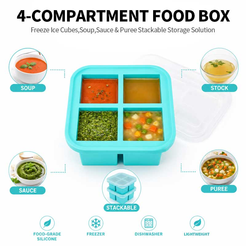 シリコン製4仕切りフードストレージボックス（蓋付き）、スープ - Meal Prep Soup のレビューと価格