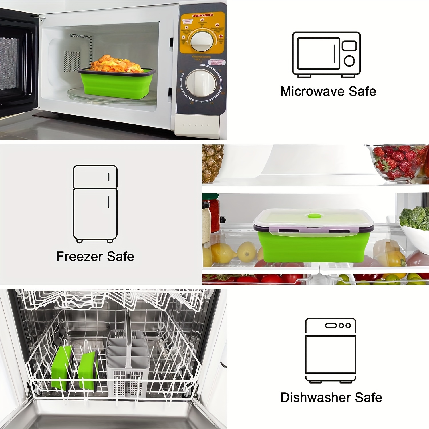 1/4 個折りたたみシリコン弁当箱キッチン冷蔵庫保存ボックス - Meal Prep Microwave のレビューと価格