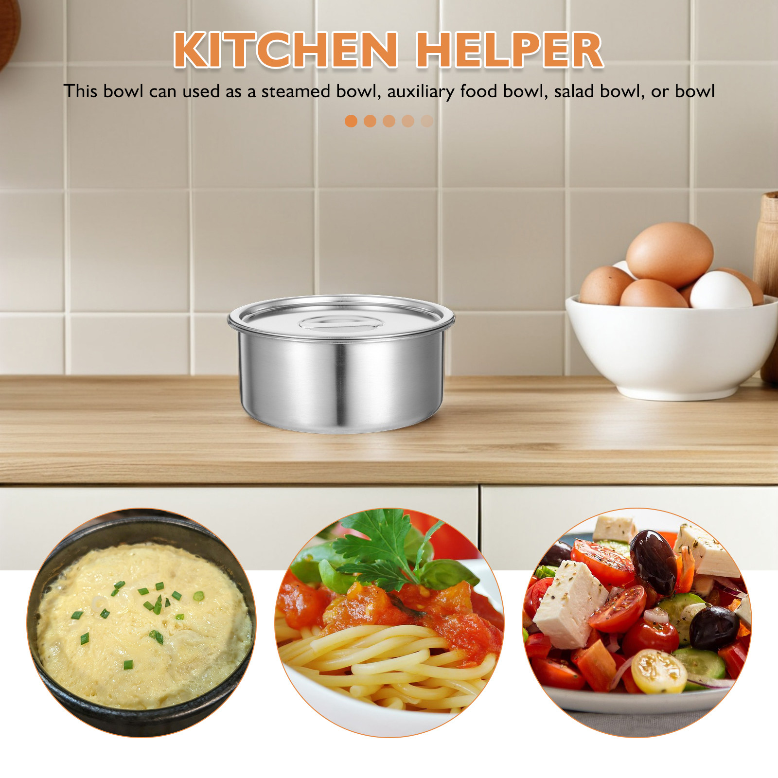 ステンレス鋼蒸し卵ボウル 14 センチメートル蓋付き多目的食 - Meal Prep Soup のレビューと価格