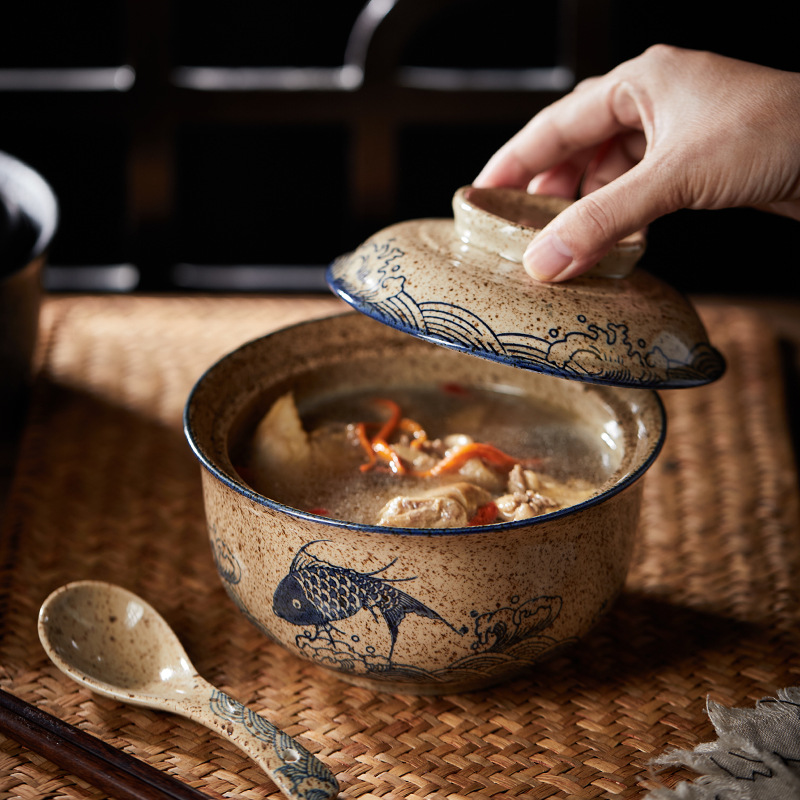 6.5 インチ和風ラーメンボウル蓋付きセラミックインスタント - Meal Prep Soup のレビューと価格