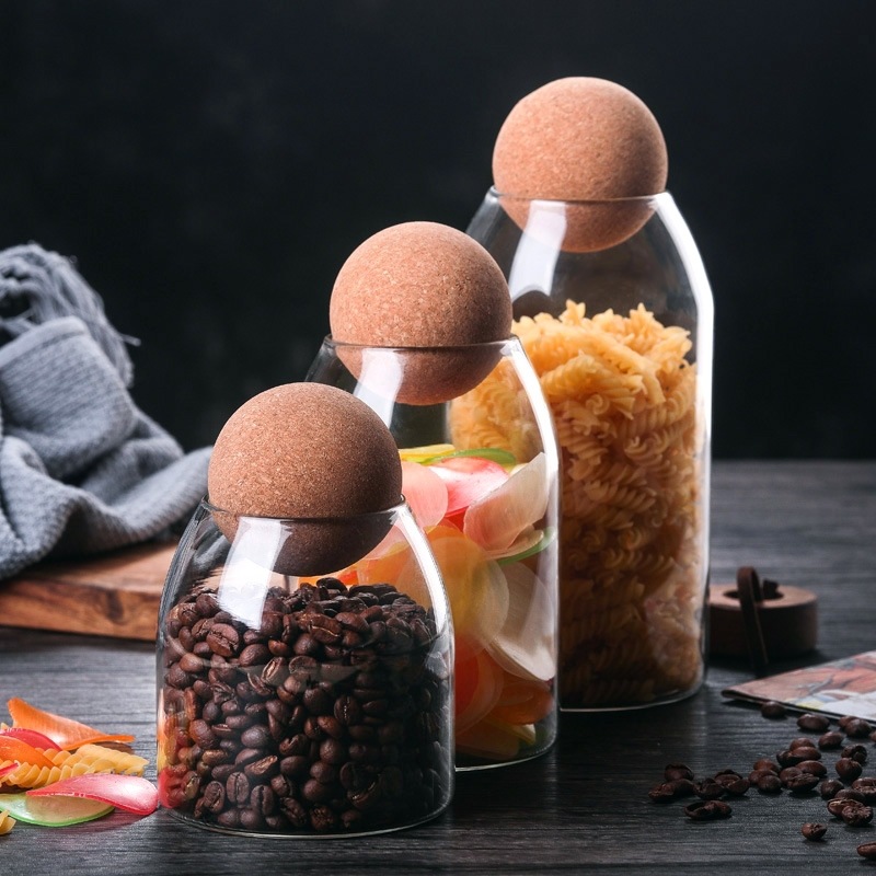 透明な実用的な木製コルクガラス収納ボトルビールコーヒーコルク - Meal Prep Jar のレビューと価格