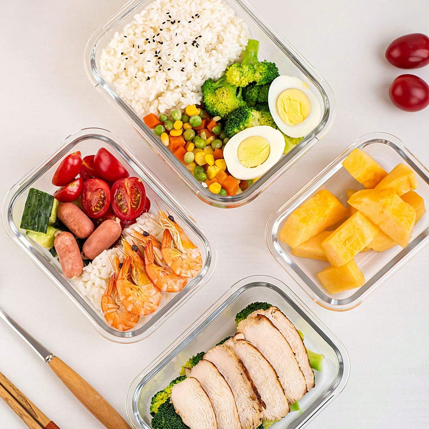 10個入りガラス製ミールプレップ容器、蓋付き食品保存容器、気 - Meal Prep Microwave のレビューと価格