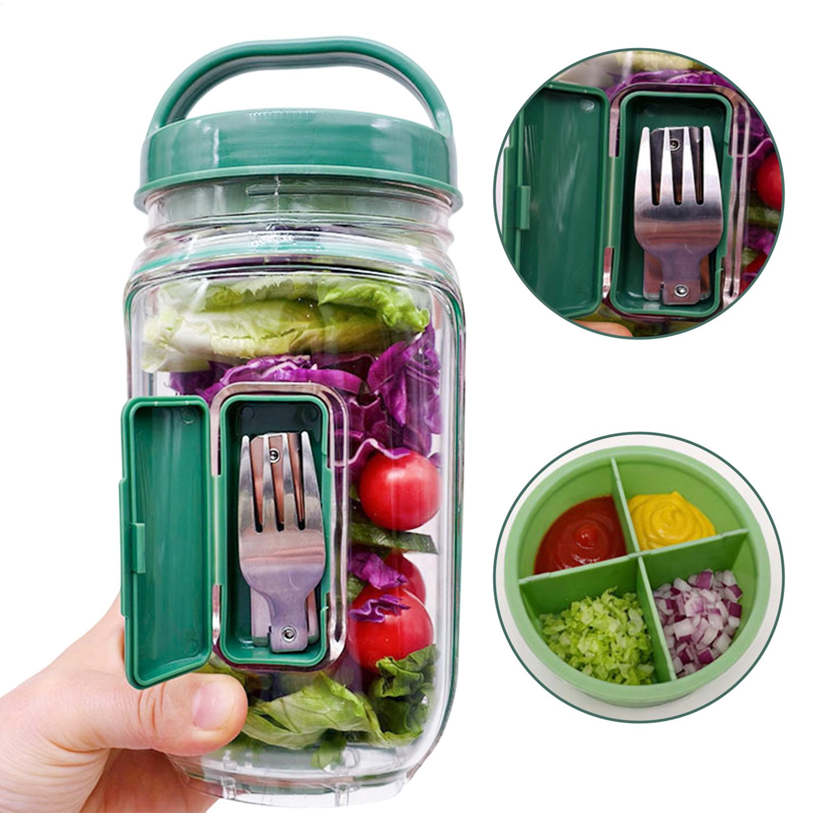1000ml漏れ防止サラダ容器、サイドオープン式サラダジャー - Meal Prep Jar のレビューと価格