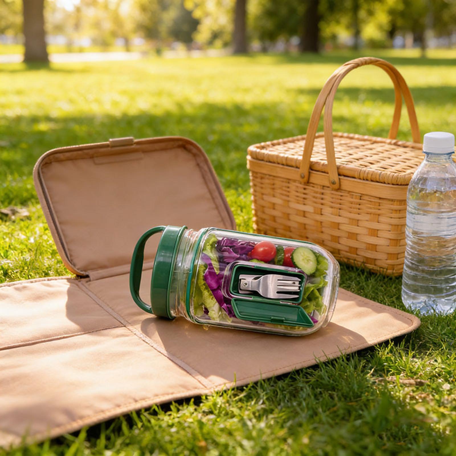 1000ml漏れ防止サラダ容器、サイドオープン式サラダジャー - Meal Prep Jar のレビューと価格
