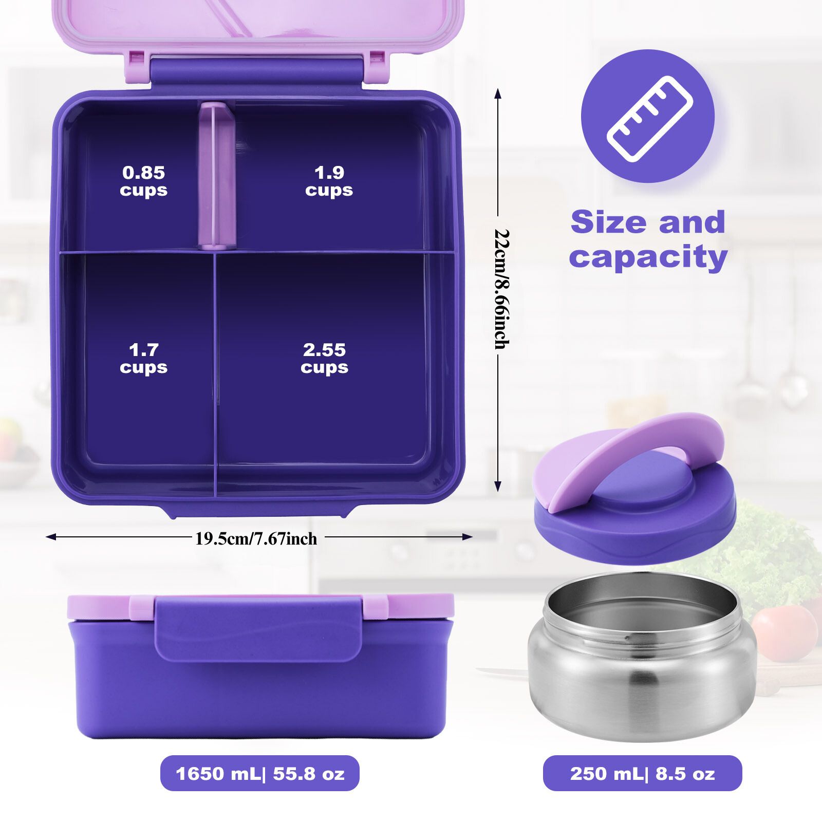 断熱スープ付き4グリッドランチボックス、ティーンエイジャーや - Meal Prep Soup のレビューと価格