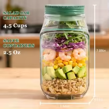 サイドオープン式ポータブルサラダジャー容器、ドレッシングカッ - Meal Prep Jar のレビューと価格