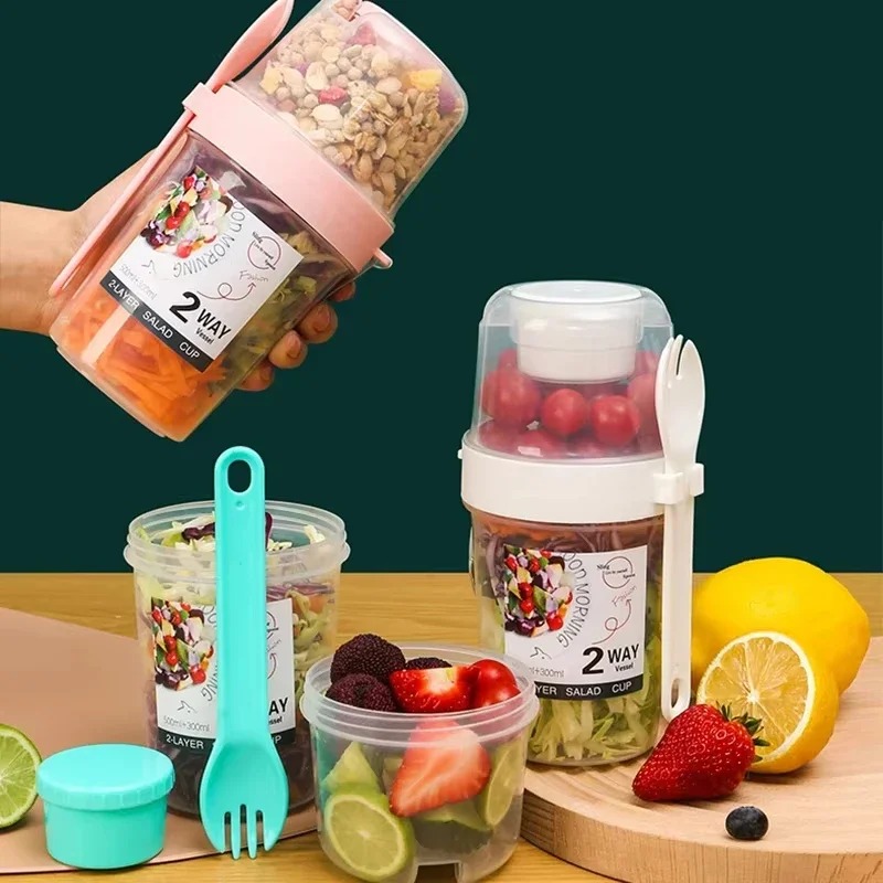 ポータブルサラダカップ ダブルオートミールカップ ヨーグルト - Meal Prep Jar のレビューと価格