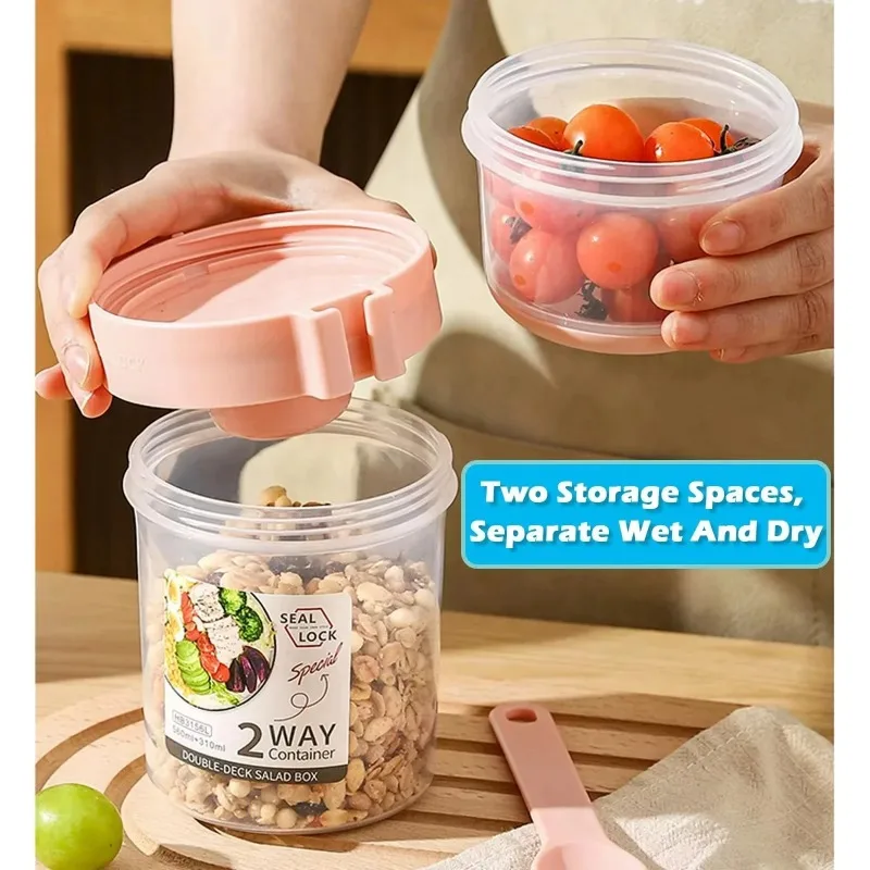 ポータブルサラダカップ ダブルオートミールカップ ヨーグルト - Meal Prep Jar のレビューと価格