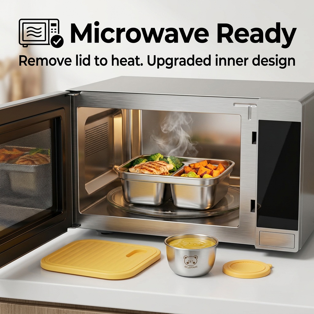 304ステンレス製ランチ容器、子供や学生向けの携帯用密閉ラン - Meal Prep Microwave のレビューと価格