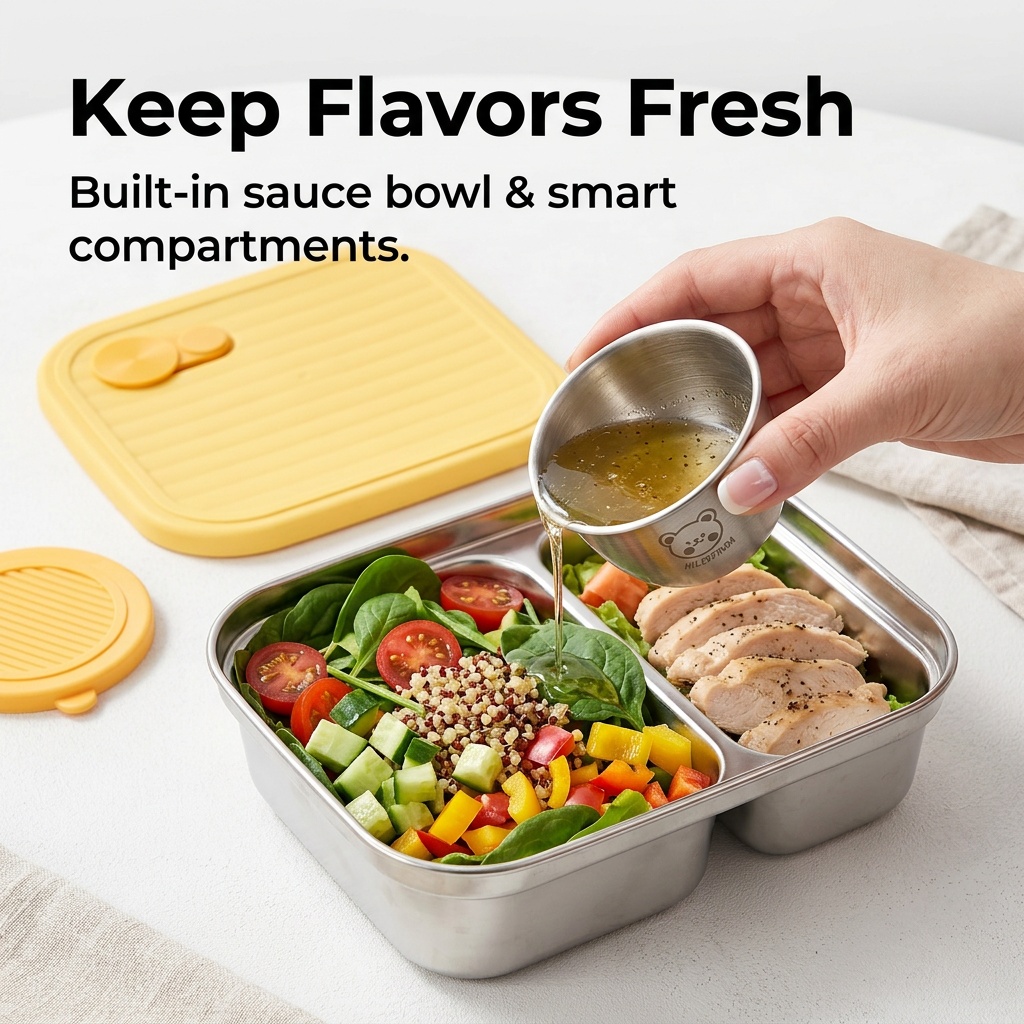304ステンレス製ランチ容器、子供や学生向けの携帯用密閉ラン - Meal Prep Microwave のレビューと価格