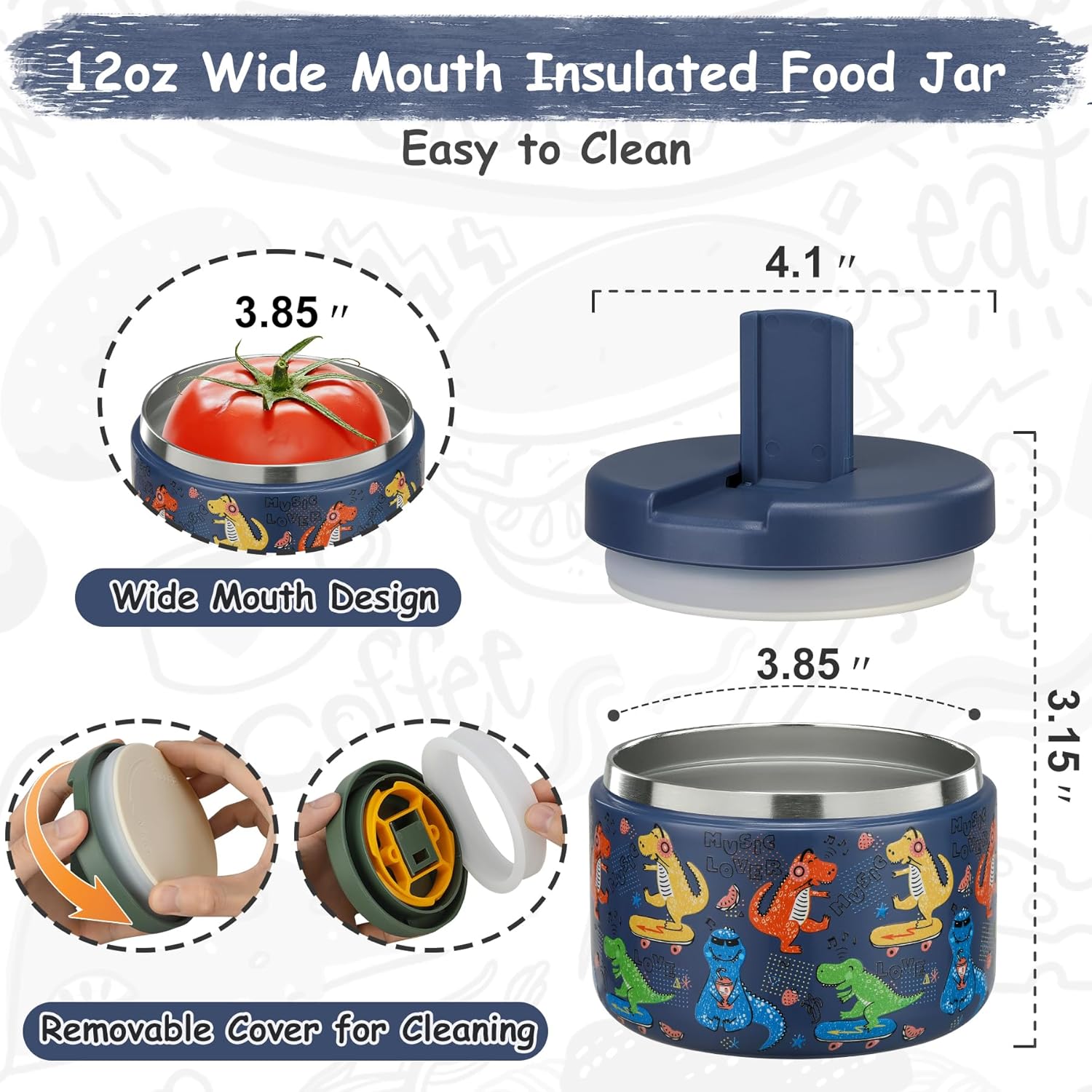 12オンス断熱真空フードジャー、バックル付き蓋、広口スープサ - Meal Prep Soup のレビューと価格
