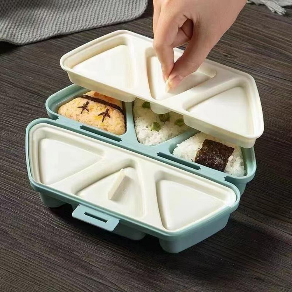 6つの三角形の団子型が付いた2-in-1弁当箱、蓋付きランチ - Meal Prep Rice のレビューと価格