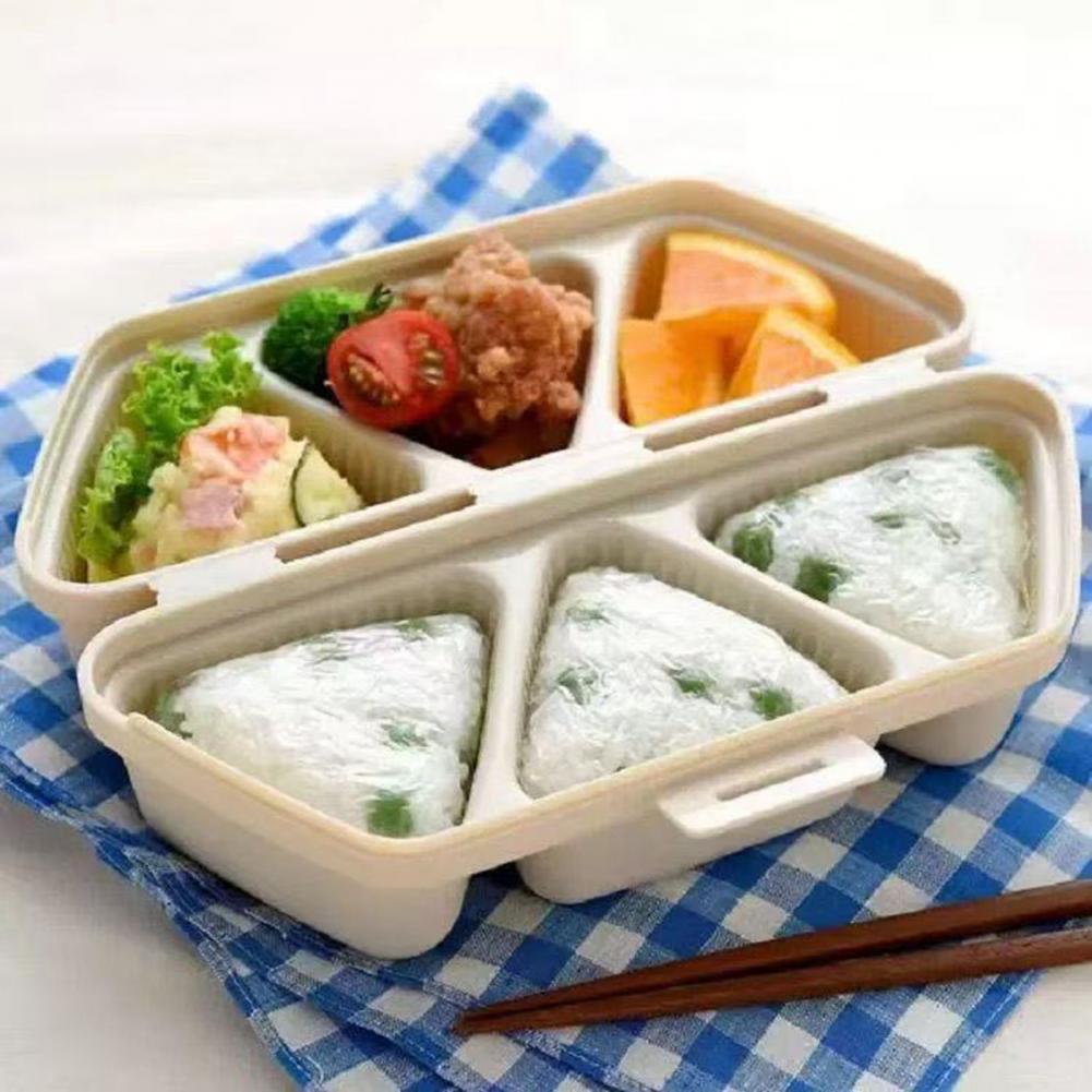 6つの三角形の団子型が付いた2-in-1弁当箱、蓋付きランチ - Meal Prep Rice のレビューと価格