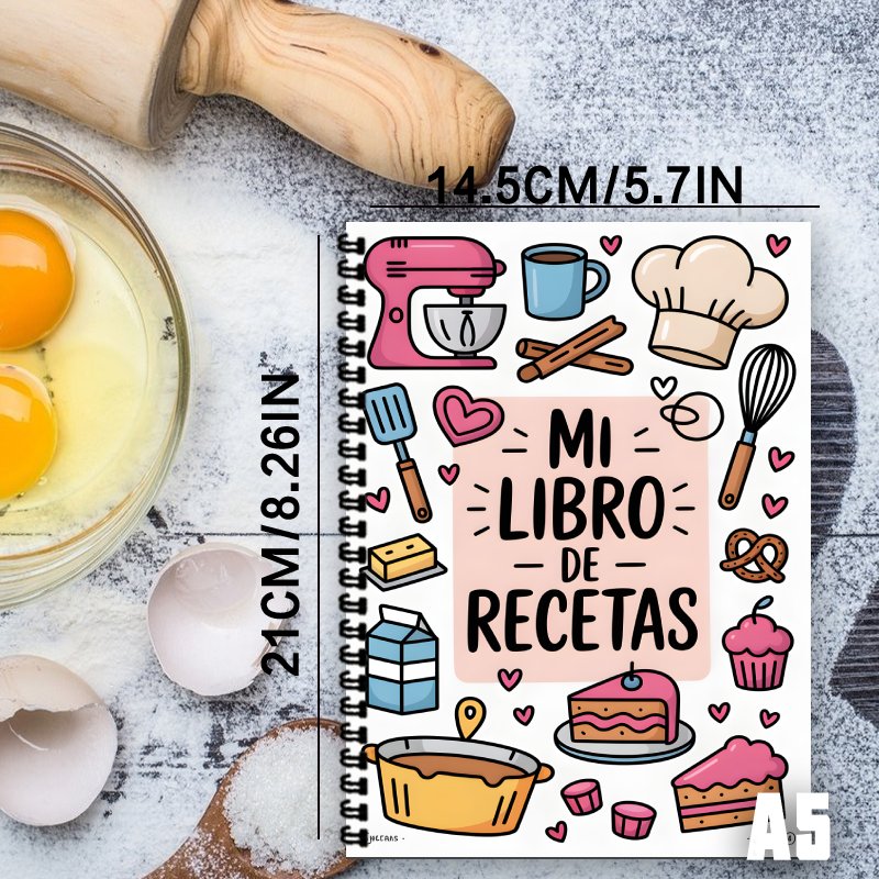 A5 スパニッシュレシピスパイラルノート、家庭料理、ベーキン - Meal Prep Book のレビューと価格